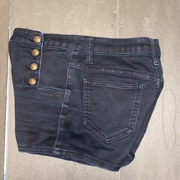 Cello Jeans Small Black Front Button Flap Stretch Denim Jean Shorts - Picture 4 of 14